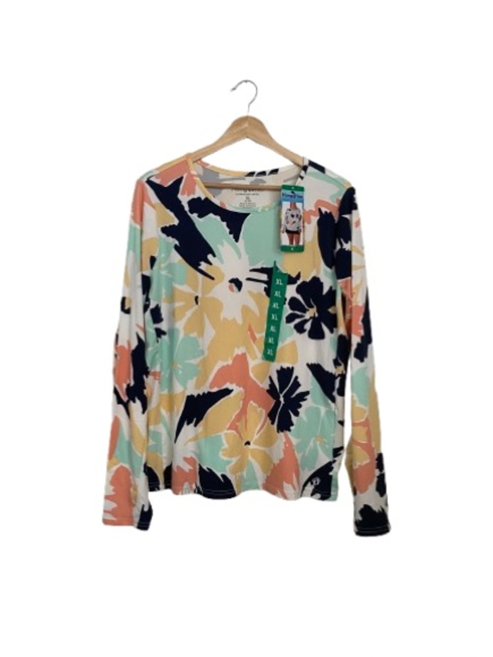 Hang Ten Floral Long Sleeve Tee - Mint, Peach & Navy Accents